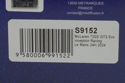 1:43 SPARK S9152 McLaren 720S GT3 Evo Inception Racing Le Mans 24H 2024 #70