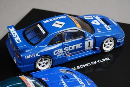 1:43 EBBRO Fuji Speedway Nissan Calsonic THANKS 100th Race Anniversary Special Set of 2 #12 #1 model car