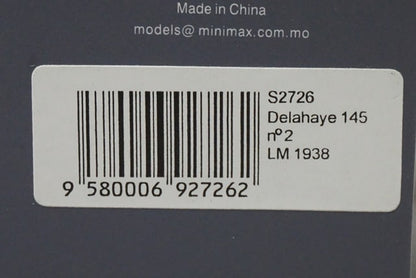 1:43 SPARK S2726 Delahaye 145 Le Mans 1938 #2 model car