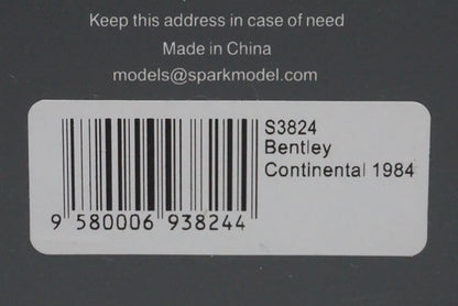 1:43 Spark S3824 Bentley Continental 1984 model car