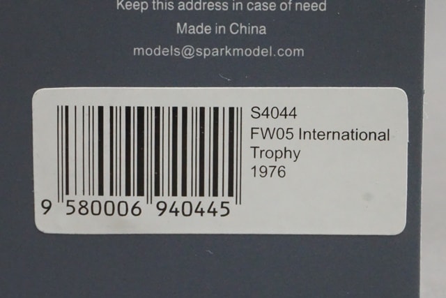1:43 SPARK S4044 FW05 International Trophy 1973 #21 M. Andretti model car