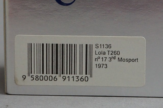 1:43 Spark S1136 Lola T260 Mosport 3rd Place 1973 #17 B. Nagel model car