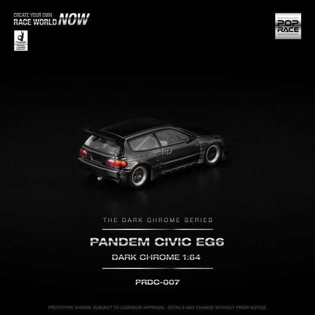 [ Pre-order ] PRDC007 POP RACE 1:64 Pandem Civic EG6 Dark Chrome