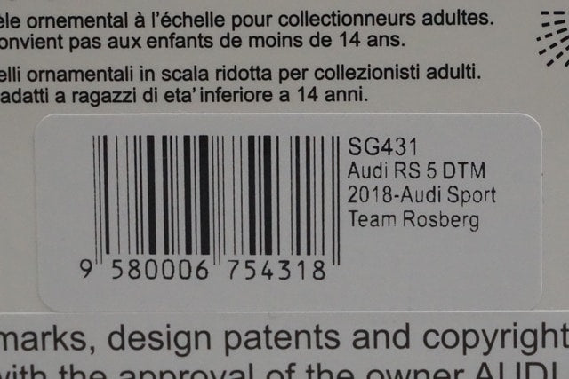 1:43 Spark SG431 Audi RS5 DTM Sport Team Rosberg 2018 #33