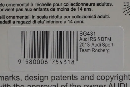 1:43 Spark SG431 Audi RS5 DTM Sport Team Rosberg 2018 #33