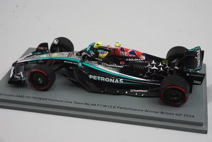 1:43 Spark S9533 Mercedes-AMG Petronas F1 Team W15E Performance British Grand Prix Winner 2024 #44 L. Hamilton