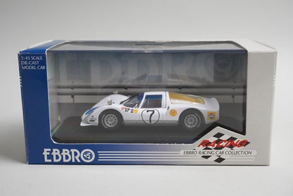 1:43 EBBRO 43373 Porsche 906 Carrera 6 Japanese Grand Prix 1967 #7 White/Blue