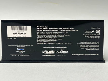 1:43 MINICHAMPS 447220114 Alpine BWT Alpine F1 A522 Bahrain GP 2022 #14 F. Alonso