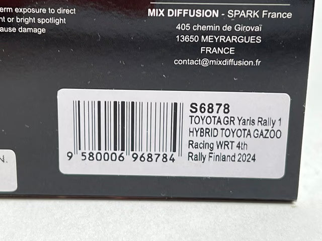 1:43 Spark S6878 Toyota GR Yaris Rally1 Hybrid Gazoo Racing WRT 4th Finland Rally 2024 #5