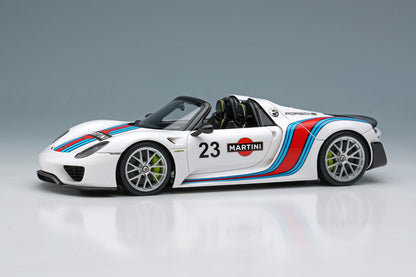 [ Back-order ] Make Up EIDOLON EM569A 1:43 Porsche 918 Spyder weissach package 2011 Martini stripe White