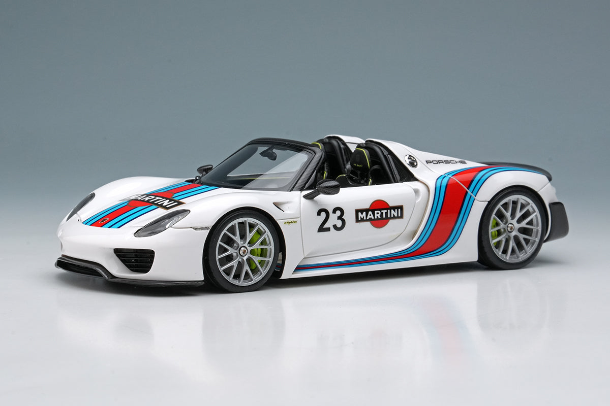 [ Back-order ] Make Up EIDOLON EM569A 1:43 Porsche 918 Spyder weissach package 2011 Martini stripe White