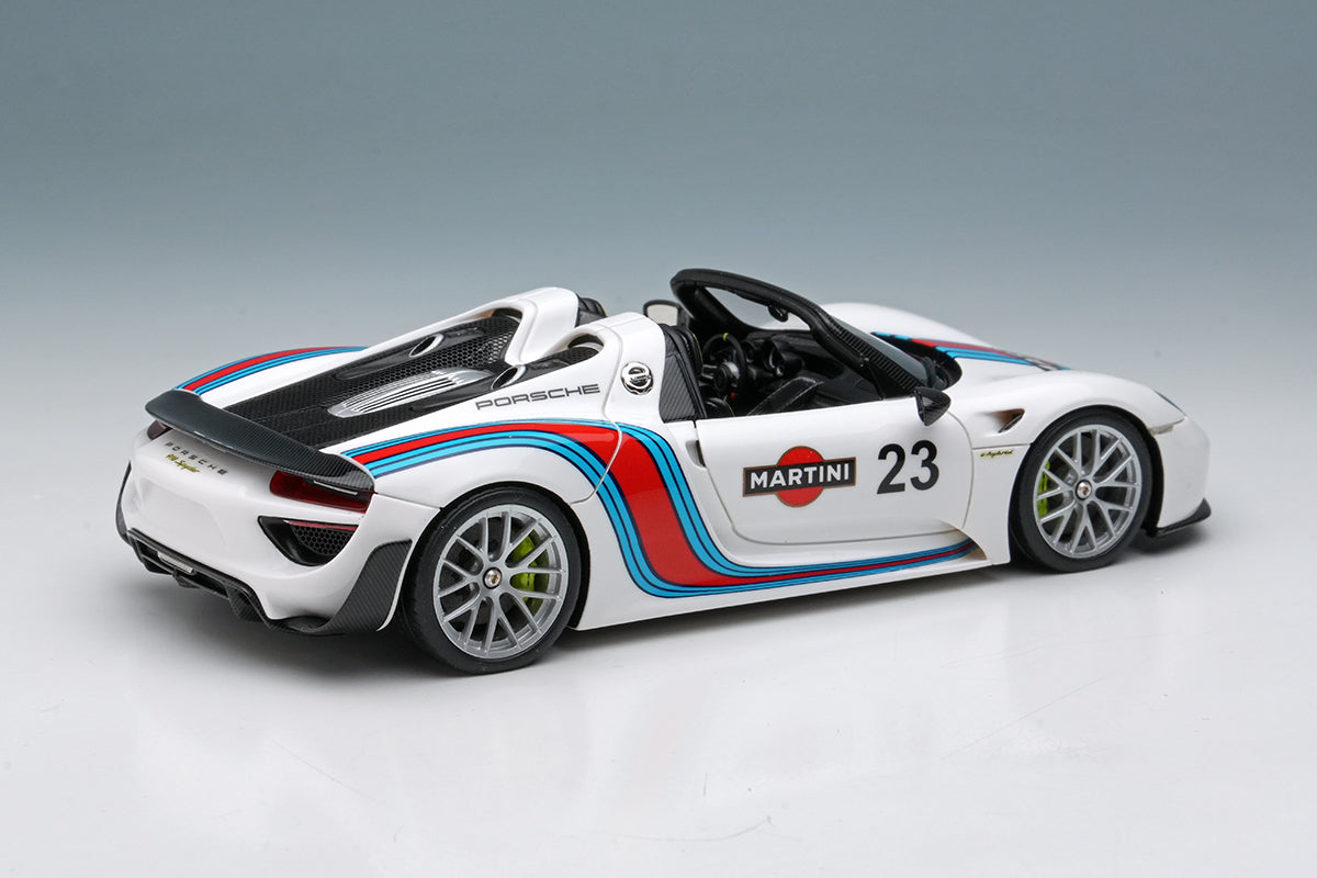 [ Back-order ] Make Up EIDOLON EM569A 1:43 Porsche 918 Spyder weissach package 2011 Martini stripe White