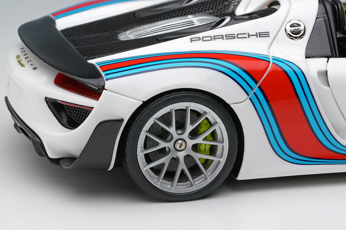 [ Back-order ] Make Up EIDOLON EM569A 1:43 Porsche 918 Spyder weissach package 2011 Martini stripe White