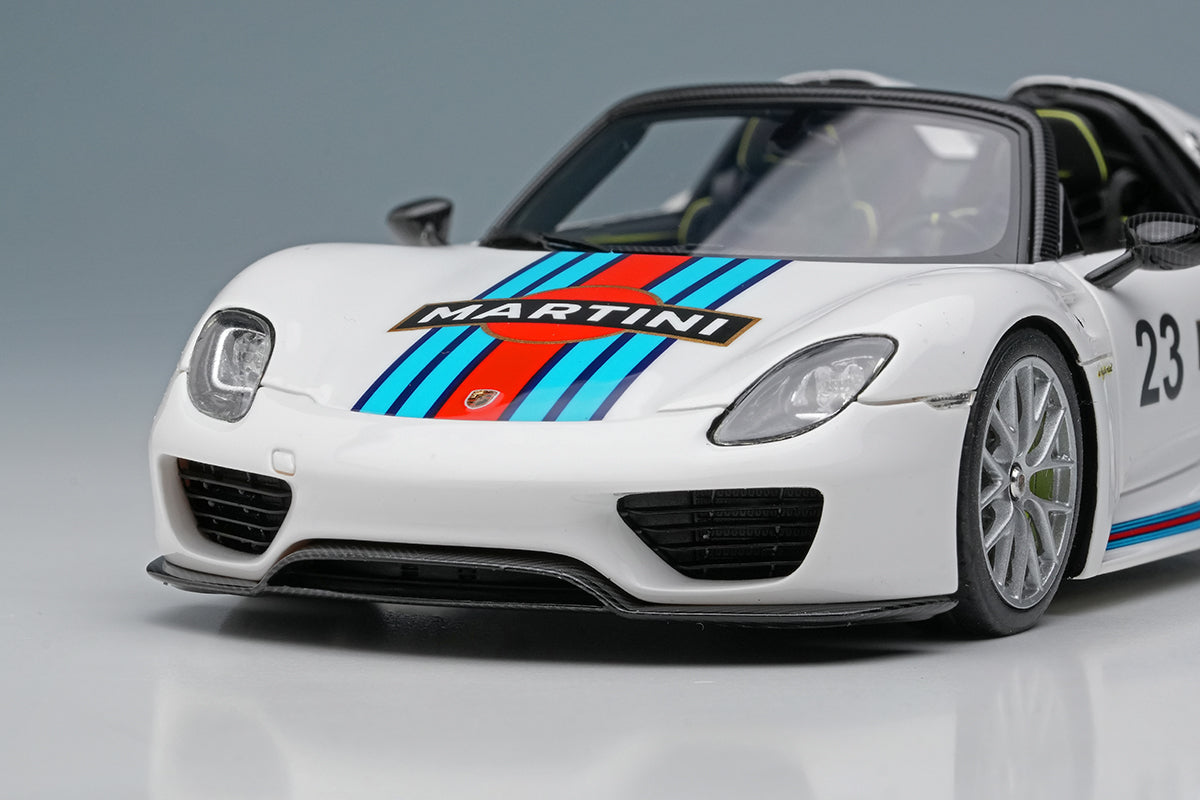 [ Back-order ] Make Up EIDOLON EM569A 1:43 Porsche 918 Spyder weissach package 2011 Martini stripe White