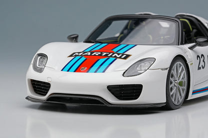 [ Back-order ] Make Up EIDOLON EM569A 1:43 Porsche 918 Spyder weissach package 2011 Martini stripe White