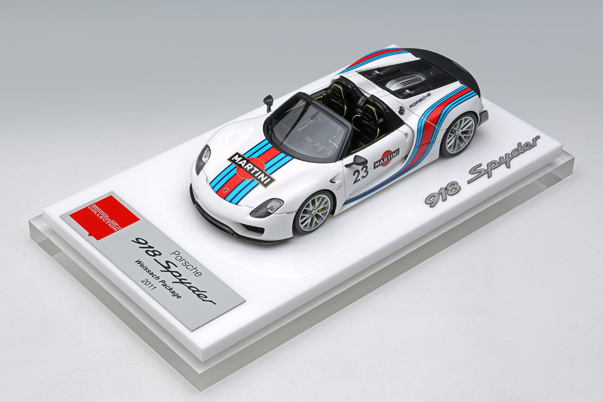 [ Back-order ] Make Up EIDOLON EM569A 1:43 Porsche 918 Spyder weissach package 2011 Martini stripe White
