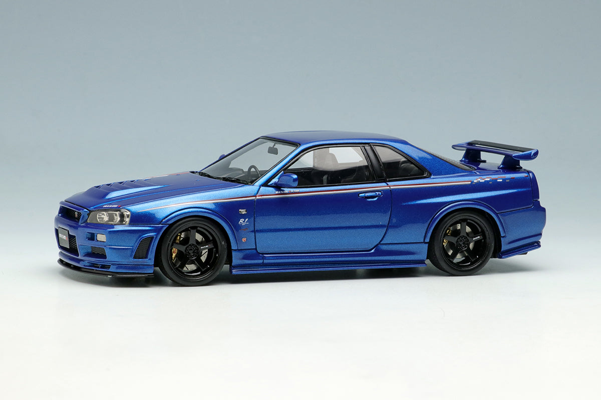 [ Back-order ] Make Up EIDOLON EM436B 1:43 Nissan Skyline GT-R BNR34 NISMO R-tune Bayside Blue model car