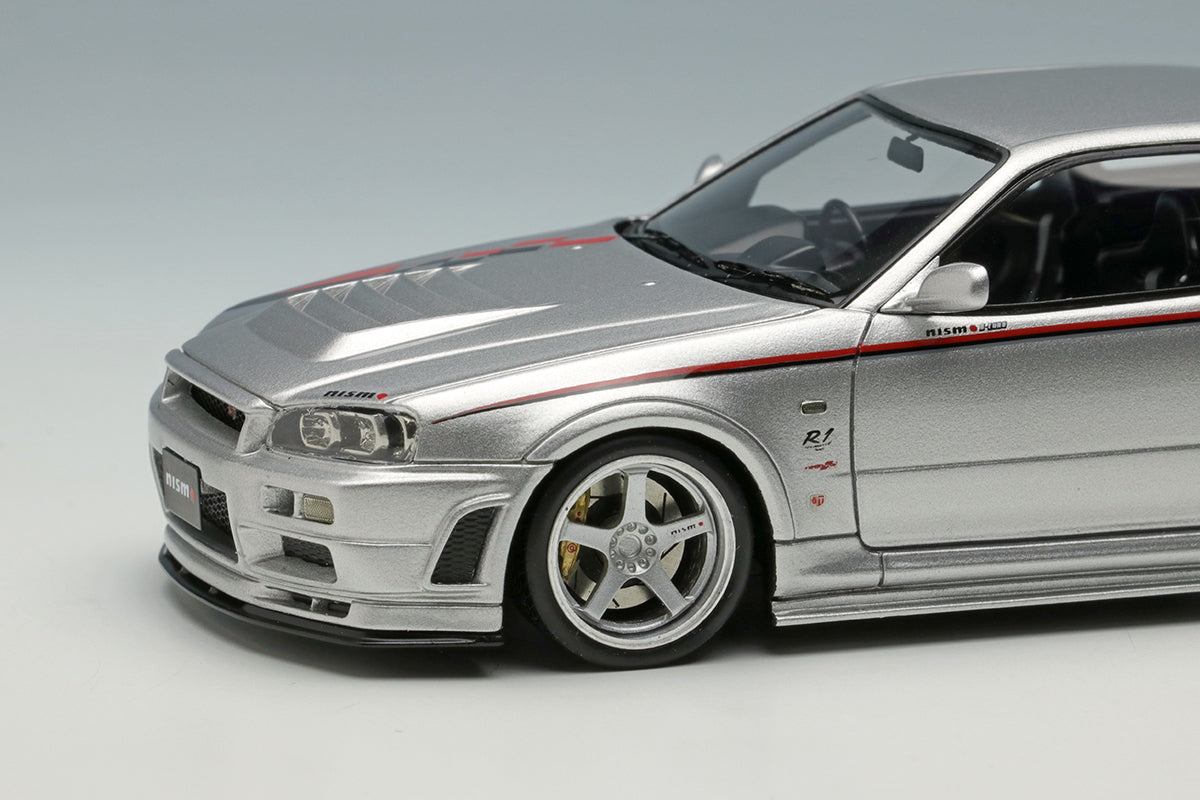 [ Back-order ] Make Up EIDOLON EM436A 1:43 Nissan Skyline GT-R BNR34 NISMO R-tune Silver model car