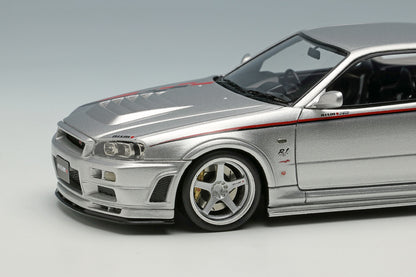 [ Back-order ] Make Up EIDOLON EM436A 1:43 Nissan Skyline GT-R BNR34 NISMO R-tune Silver model car