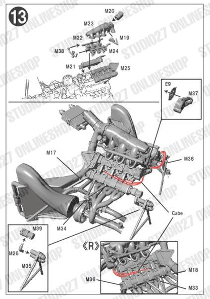 [ Back-order ] STUDIO27 FP20130 1:20 Type 99T Engine parts set latter version for TAMIYA1:20 99T Detail Up Parts