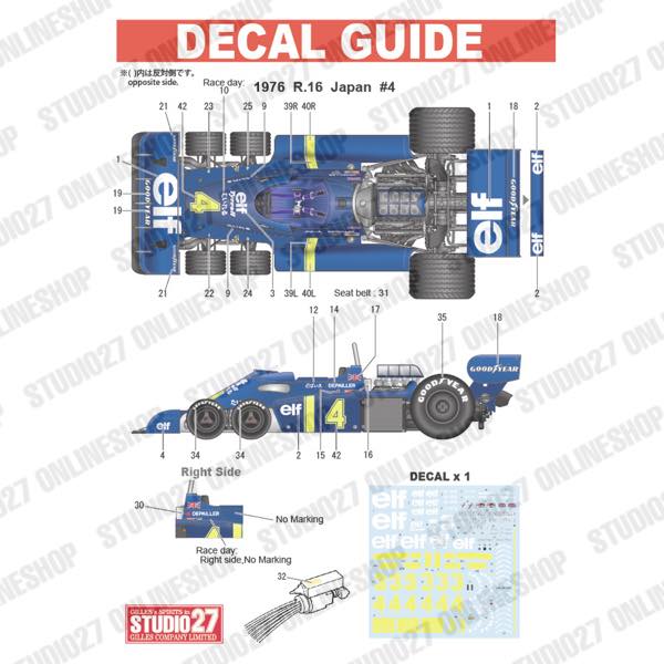 [ Back-order ] STUDIO27 CP20002 1:20 Tyrrell P34 #4 Japan GP 1976 Set for TAMIYA [Decal&Parts]