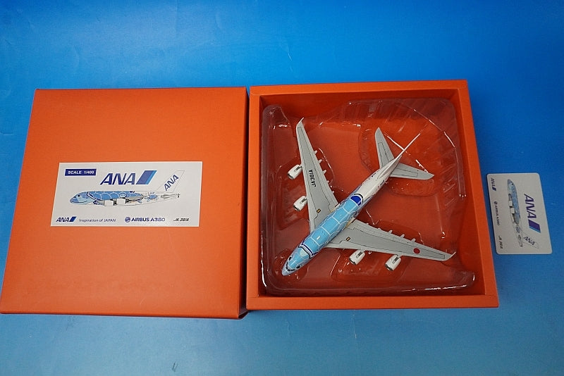 1:400 A380-800 ANA FLYING HONU Lani Blue JA381A EW4388002 JC Wings airplane model