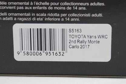 1:43 SPARK S5163 Toyota Yaris WRC 2nd Monte Carlo Rally 2017 #10 model car