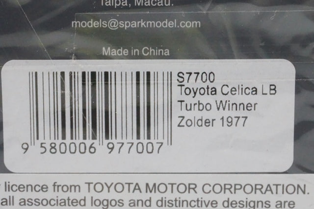 1:43 SPARK S7700 Toyota Celica LB Turbo Winner Zolder 1977 #68