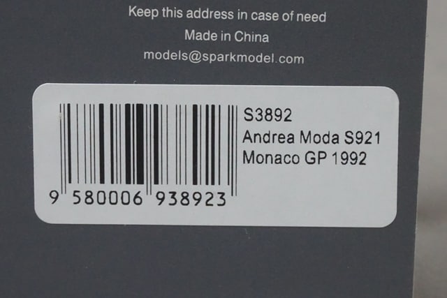 1:43 Spark S3892 Andrea Moda S921 Monaco GP 1992 #34 R. Moreno model car
