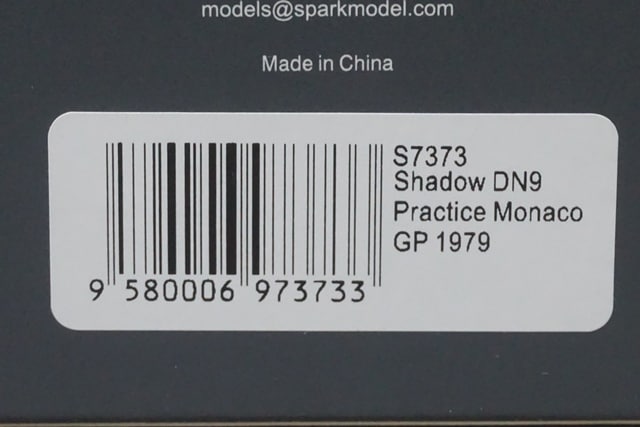 1:43 SPARK S7373 Shadow DN9 #17 Practice Monaco GP 1979 Jan Lammers