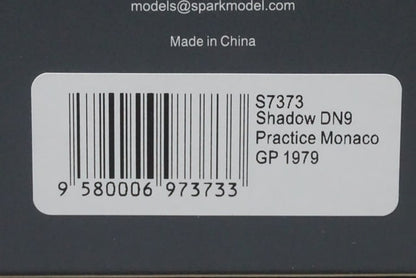 1:43 SPARK S7373 Shadow DN9 #17 Practice Monaco GP 1979 Jan Lammers