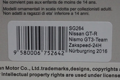 1:43 Spark SG264 Nissan GT-R NISMO GT3 24H Nurburgring 2016 #24