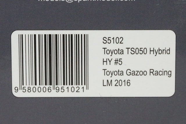 1:43 SPARK S5102 Toyota TS050 Hybrid HY #5 Toyota Gazoo Racing LM 2016