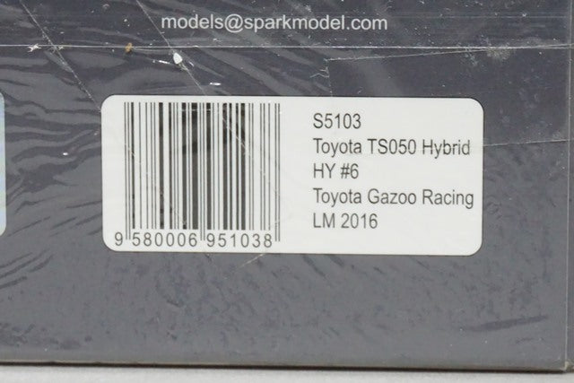 1:43 SPARK S5103 Toyota TS050 Hybrid HY #6 Toyota Gazoo Racing LM 2016 S.Sarrazin