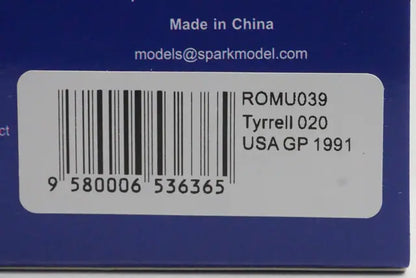 1:43 SPARK ROMU039 Tyrrell 020 Honda USA GP Satoru Nakajima 1991 #3
