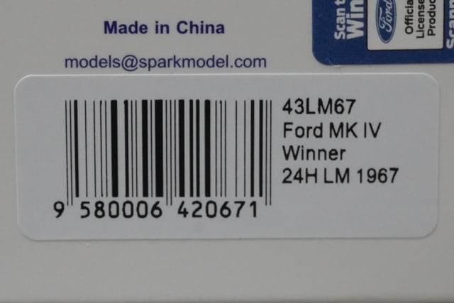 1:43 SPARK 43LM67 Ford GT Mk4 Le Mans 24h winner 1967 #1 model car