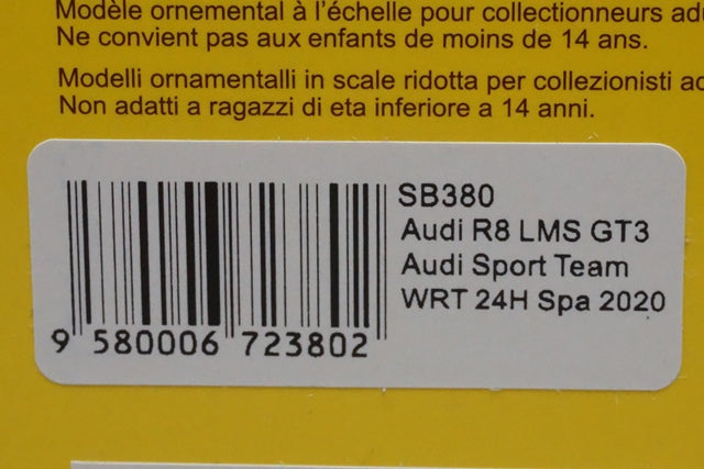 1:43 SPARK  SB380 Audi R8 LMS GT3 Audi Sport Team WRT SPA 24h 2020 #30