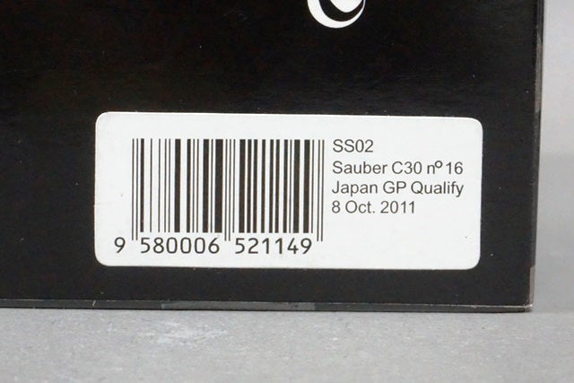 1:43 SPARK SS02 Suzuka Legend Sauber C30 Japan GP Kamui Kobayashi 2011 #16