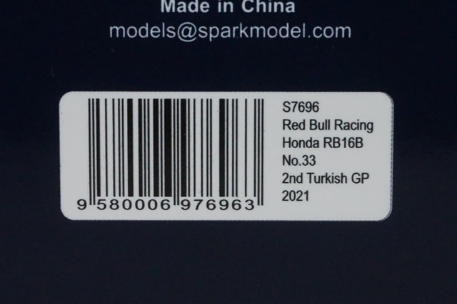 1:43 SPARK S7696 Red Bull Racing Honda RB16B 2nd Turkish GP M.Verstappen 2021 #33