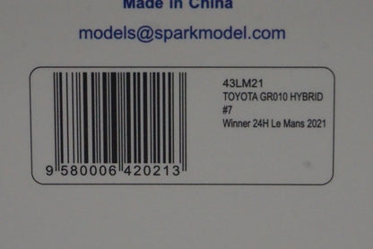 1:43 SPARK 43LM21 GR010 Hybrid Toyota Gazoo Racing Le Mans 24h Winner 2021 #7
