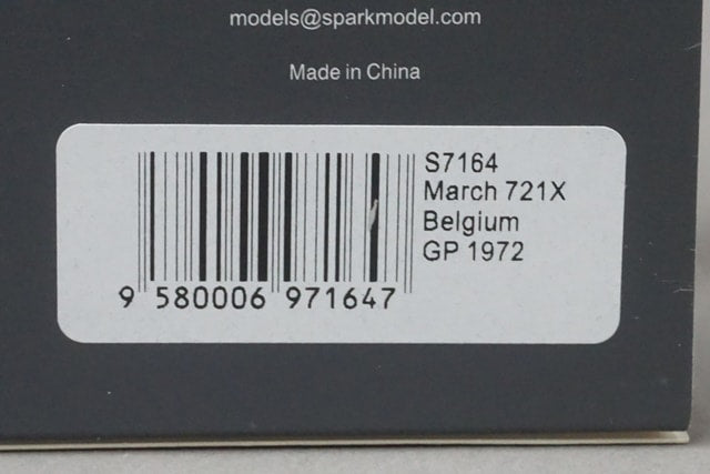 1:43 SPARK S7164 March 721X Belgian GP 1972 #11 R.Peterson model car