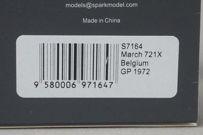 1:43 SPARK S7164 March 721X Belgian GP 1972 #11 R.Peterson model car