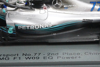 1:43 SPARK S6053 Mercedes AMG Petronas W09 EQ China GP 2018 #77 V.Bottas