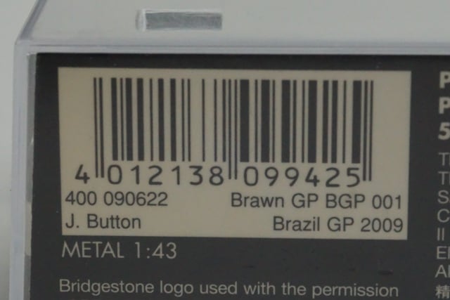 1:43 MINICHAMPS 400090622 Brawn GP BGP 001 Brazil GP 2009 #22 Jenson Button model car