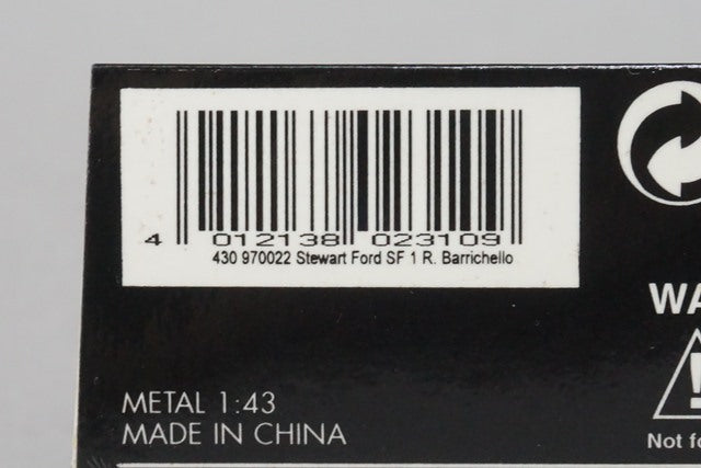 1:43 MINICHAMPS 430970022 Ford Stewart 1997 SF1 F1 #22 R.Barrichello