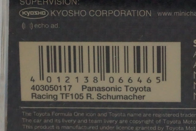 1:43 MINICHAMPS 403050117 KYOSHO Panasonic Toyota Racing TF105 R. Schumacher #17 model car