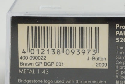 1:43 MINICHAMPS 400090022 Brown GP BGP 001 2009 J. Button #22 model car