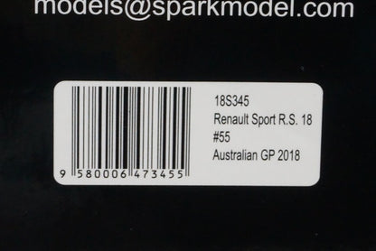 1:18 SPARK 18S345 Renault Support R.S. 18 Australian GP 2018 #55