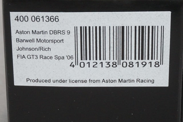 1:43 MINICHAMPS 400061366 Aston Martin DBRS9 FIA GT3 Race SPA 2006 #66