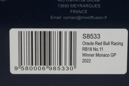 1:43 SPARK S8533 Oracle Red Bull Racing RB18 Monaco GP Winner 2022 #11